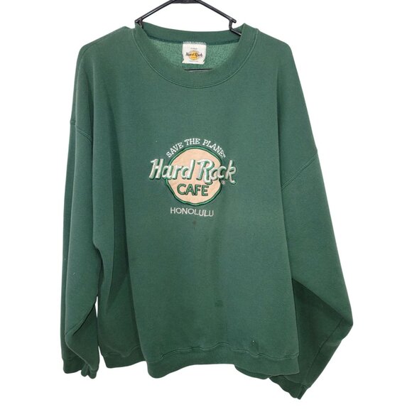 Hard Rock Cafe Honolulu Green Sweatshirt X-Large Save The Planet Made In USA - Picture 12 of 13